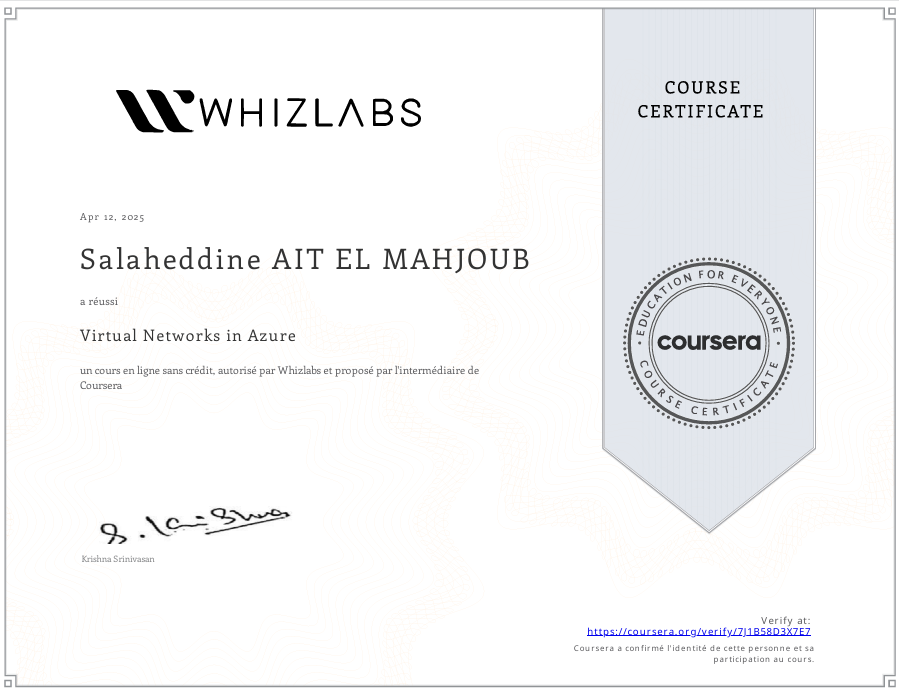 Certification in Virtual Networks in Azure